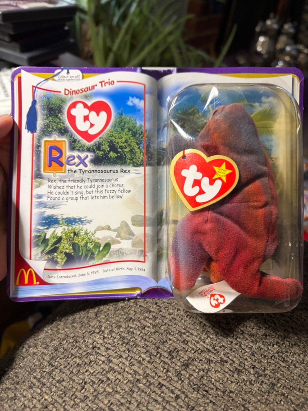Ty Rex Dinosaur Trio Beanie Baby - Red and Brown Plush